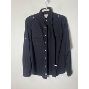 Mens P D And C Black Button Down Cotton Shirt Sz S